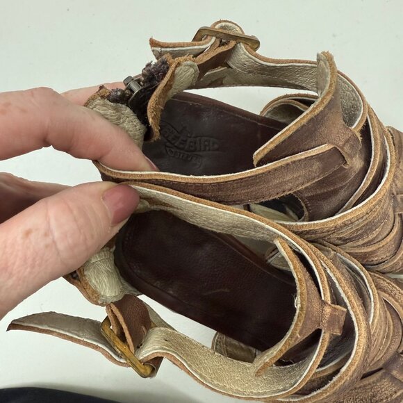 Freebird by Steven Claw Distressed Leather Heeled Open Toe Sandals Shoe Womens 9 - Picture 7 of 11